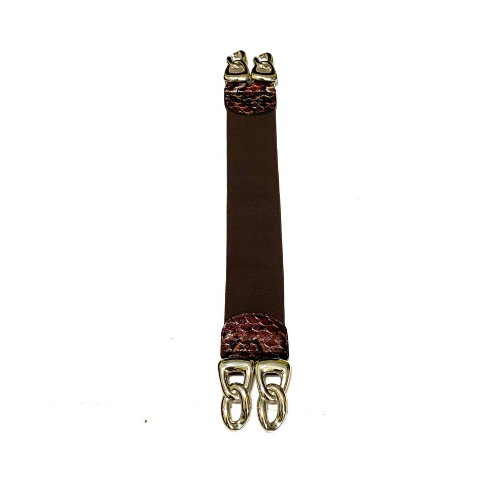 Brown Snake Print Belt with Gold Buckle - Picture 4 of 10